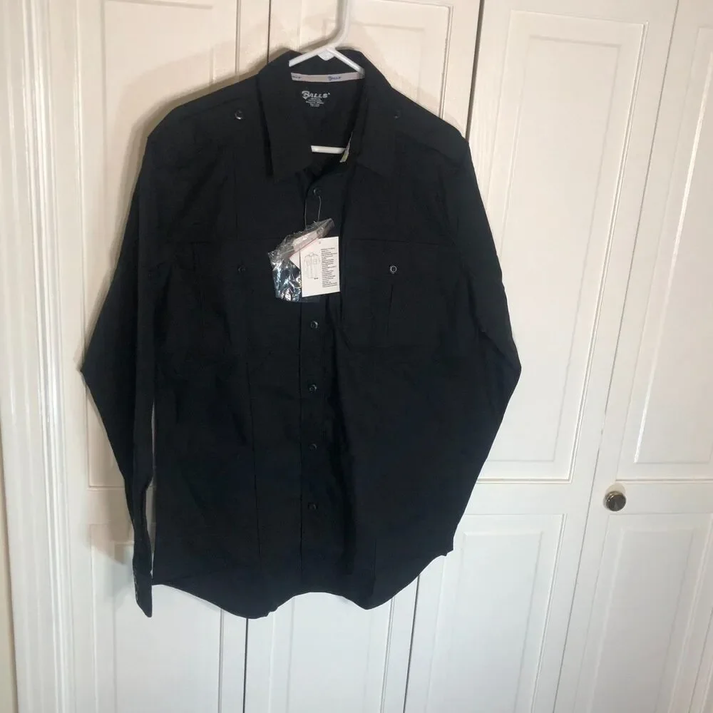 NWT Galls Women's G-Flex Class B Convertible Sleeve Shirt Black LG LNG